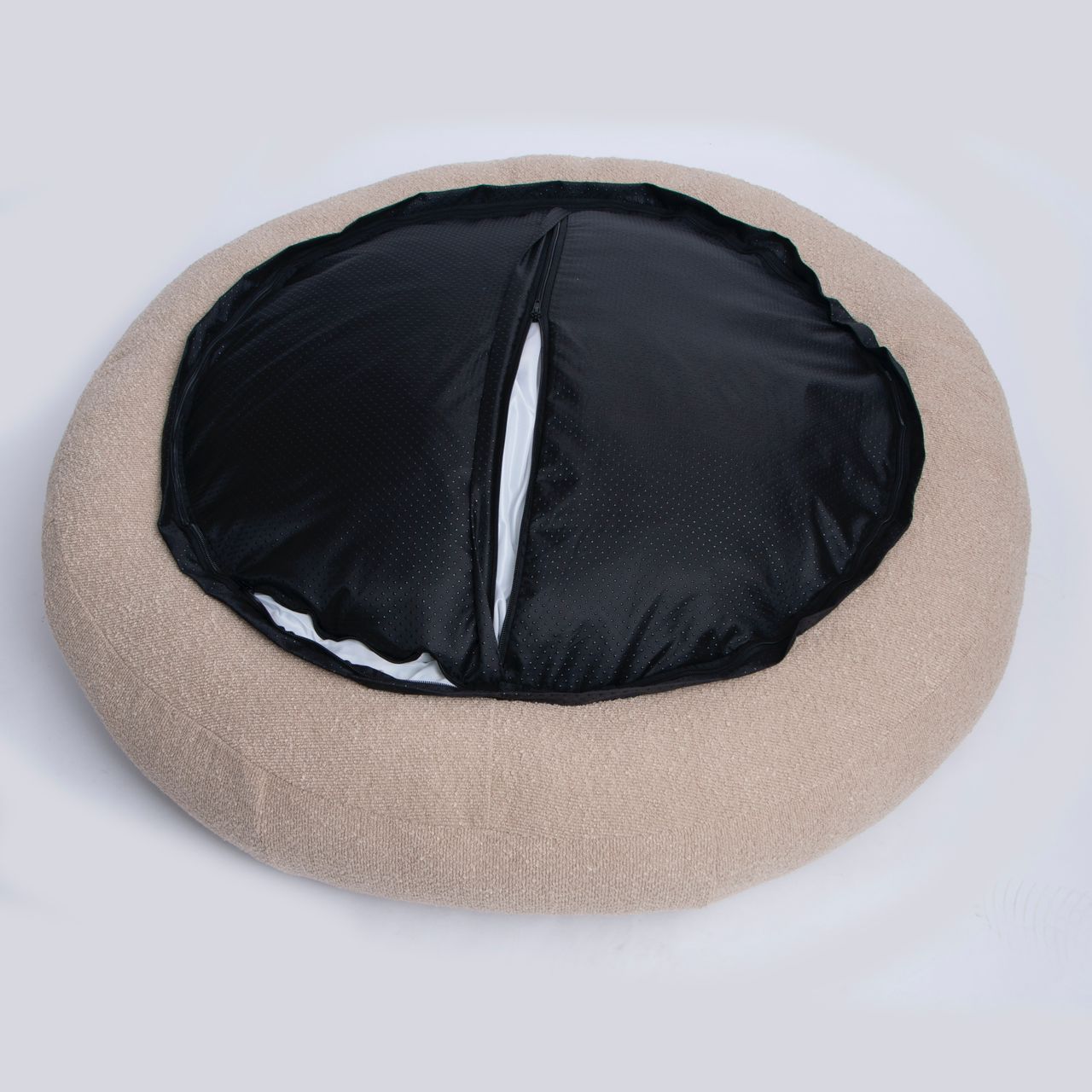 Beige Bouclé Bed